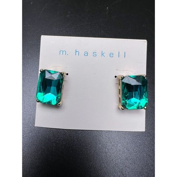 M. Haskell Teal Gem Earrings - Picture 2 of 5